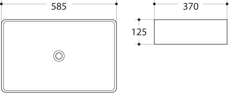Раковина керамическая накладная AM-7655-X, цвет белый, 585х370х125 - 1