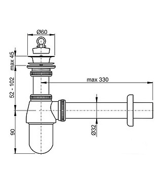 Сифон для раковины Alcaplast A421 с пластмассовой решеткой, выпуск 32 - 1