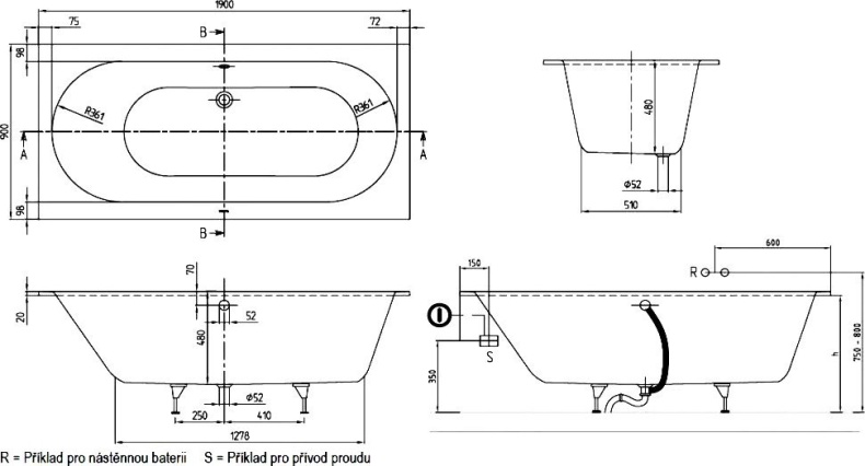 Акриловая ванна Villeroy & Boch Oberon UBQ199OBE2V-01 alpin - 14
