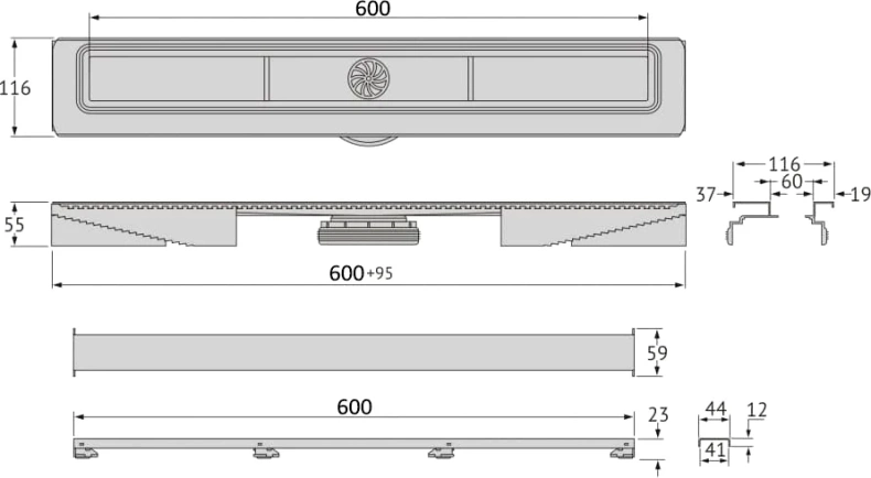 Душевой лоток Berges C1 Norma 60 черный матовый 095137 - 3