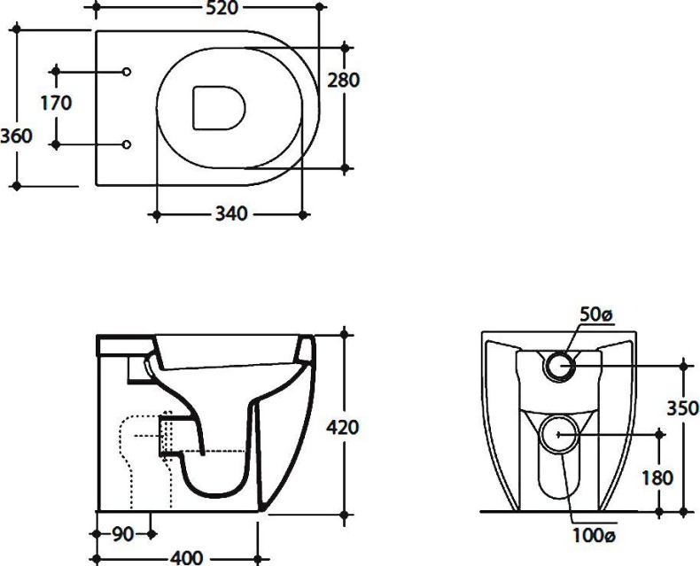 Kerasan Flo Унитаз приставной 52см, слив в стену, в комплекте с крепежом WB5N, цвет белый 311601 - 6