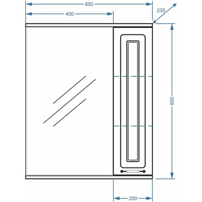 Зеркало-шкаф Stella Polar Кармела 65 R с подсветкой белый  SP-00000184 - 2