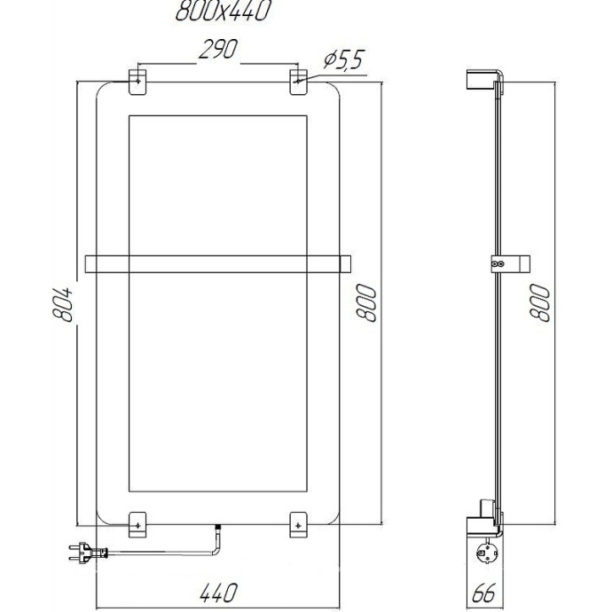 Полотенцесушитель электрический Allen Brau Infinity 44x80 зеркальный 8.21001.GL - 6