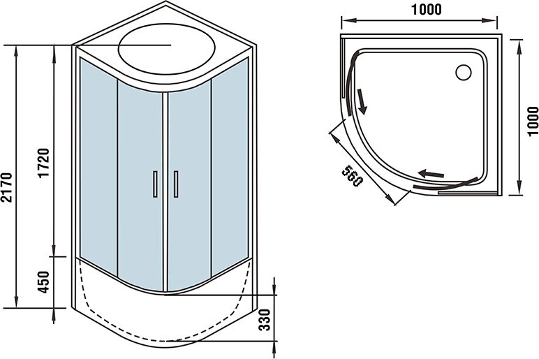 Душевая кабина Weltwasser WW500 Halle 1004 100х100 хром  10000003249 - 18
