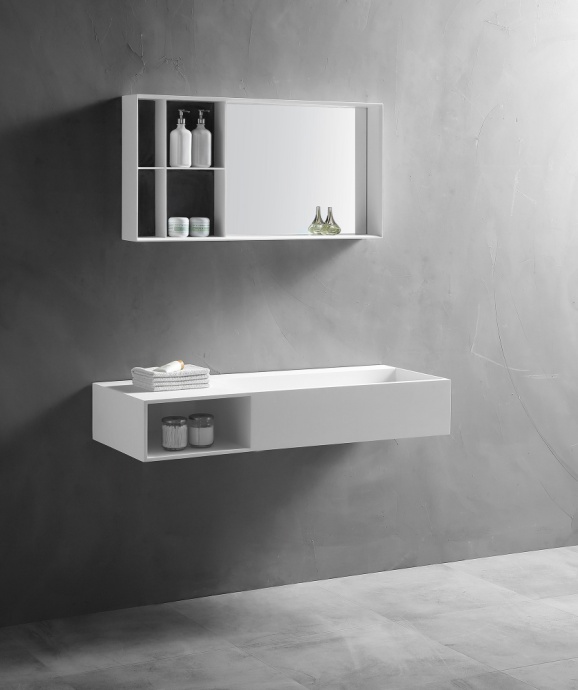 Тумба с раковиной Abber Stein 120 L подвесная белый матовый AS2640-1.2 L - 4