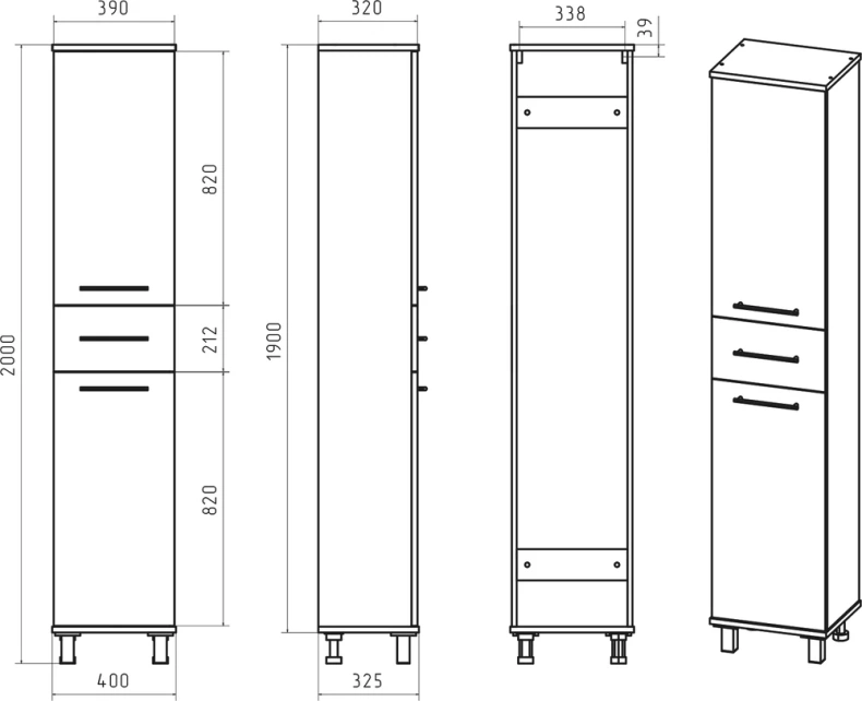 Шкаф-пенал Misty Терра 40 R белый матовый П-Тер0504001-1ЯП - 3