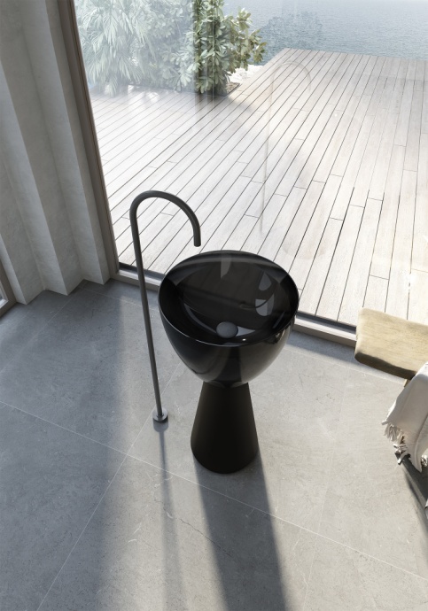 Раковина отдельностоящая прозрачная ABBER AT2703Onyx-Black черный/черный матовый - 2