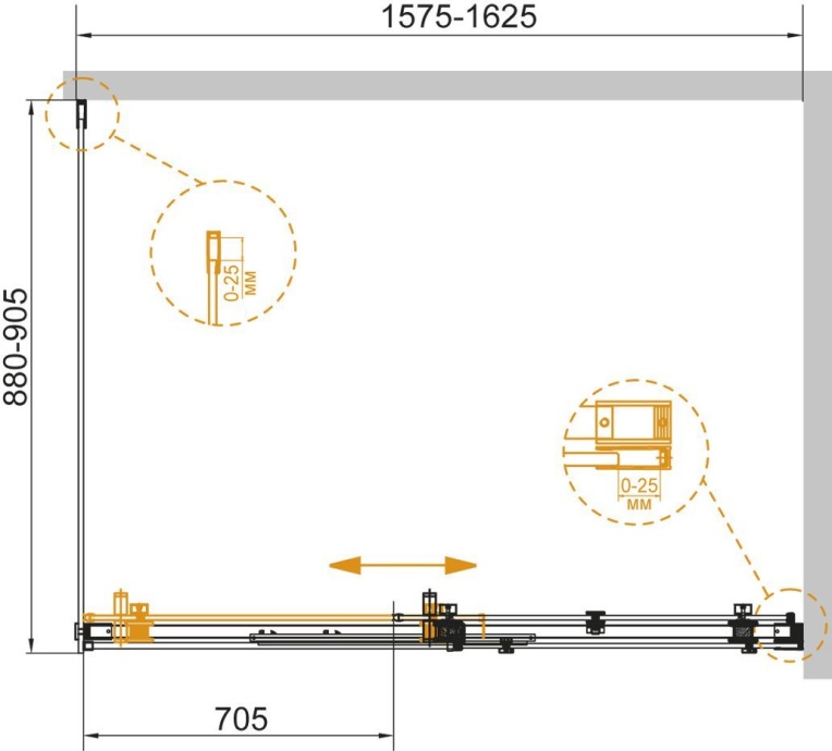 Душевой уголок Cezares Stylus soft 162.5x90.5 см  STYLUS-SOFT-AH-1-160/90-C-Cr - 2