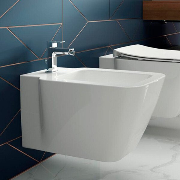 T297101 STRADA II Подвесное биде, с отверстием перелива, с керамической накладкой слива (T854601), с крепежом для полностью скрытого монтажа - 2