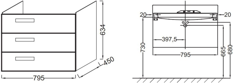 Тумба для комплекта Jacob Delafon Rythmik 80 EB1309-E70 - 3
