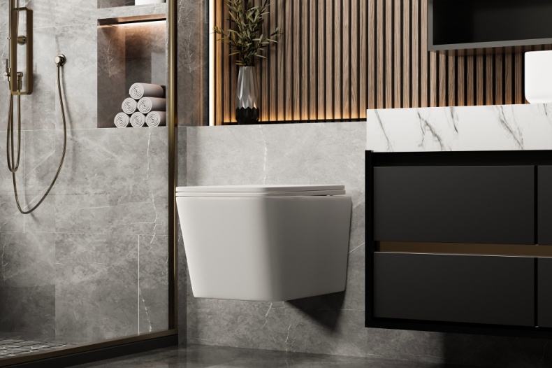 Унитаз ABBER Rechteck AC1201MW подвесной белый матовый, безободковый - 2