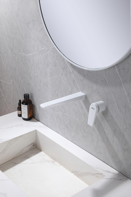 Смеситель для раковины встраиваемый Abber Zeitlos белый матовый AF8912W - 1