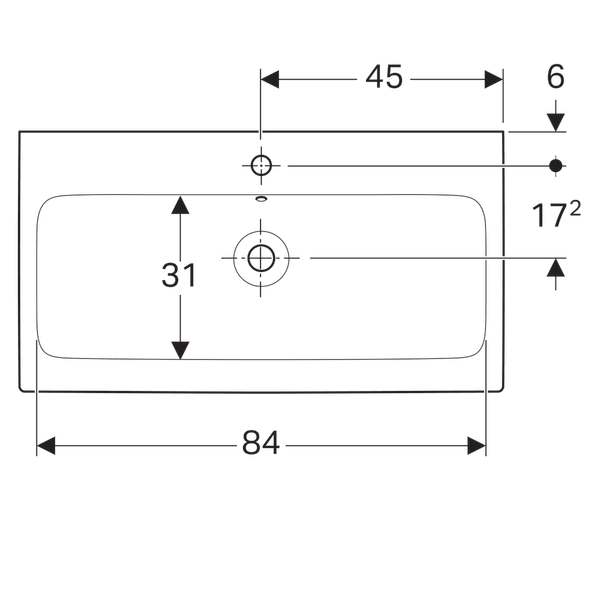 124090000 GEBERIT раковина с отв. п/смеситель ICON /900х485/ (бел) - 1