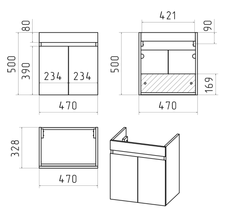 Тумба с раковиной Misty Ронда 50 бело-серая УТ000013332 - 3