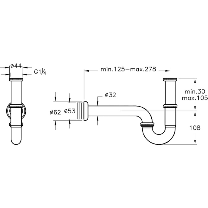 Сифон для раковины VitrA Sifon хром A45117 - 1
