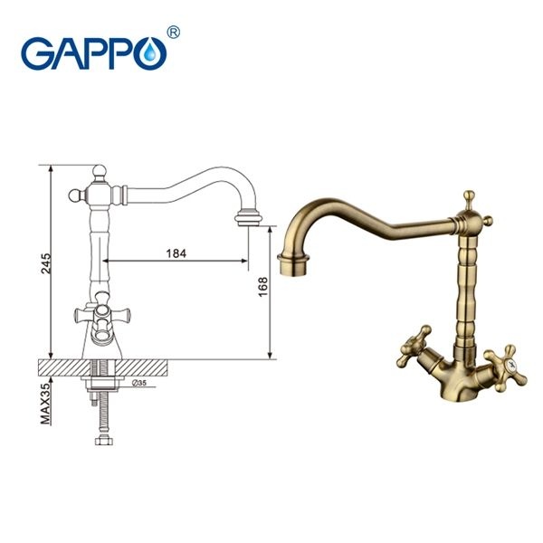 Смеситель для кухни Gappo бронзовый G4063-4 - 7