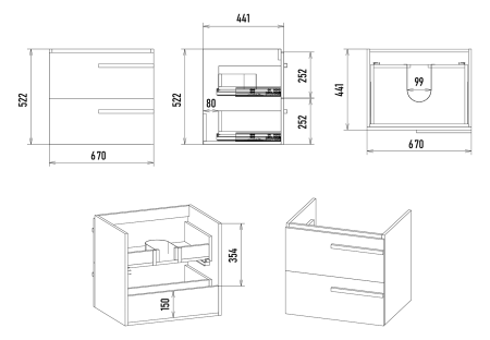 Тумба с раковиной Misty Ненси 70 белая матовая УТ000015683 - 2