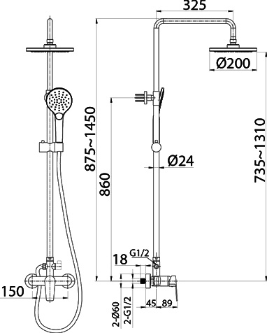 Душевая стойка Milardo Simp SIMSB1FM89 - 4