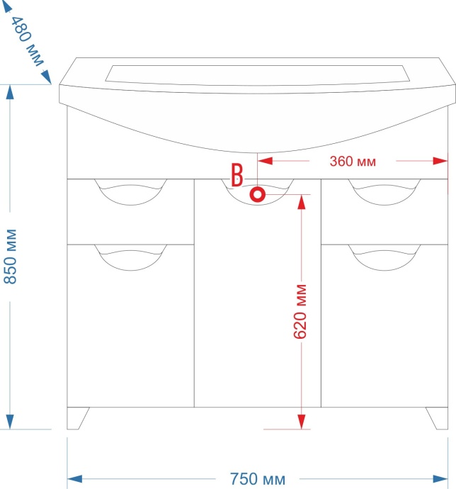 Тумба с раковиной Misty Орхидея 75 белая эмаль - 5