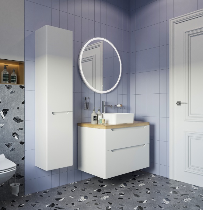 Мебель для ванной STWORKI Берген 80 белая со светлой столешницей, раковина Sottile 1477-001-0125 566011 - 1