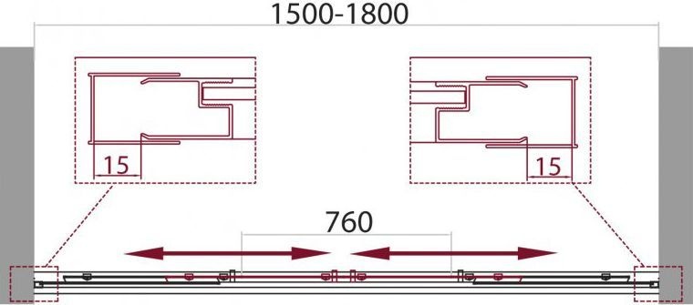 Шторка на ванну BelBagno Unique VF-2-150/180-140-P-Cr стекло punto UNIQUE-VF-2-150/180-140-P-Cr - 2