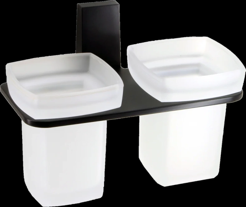 Стакан для зубных щеток двойной Wasserkraft Abens черный матовый K-3228D - 0