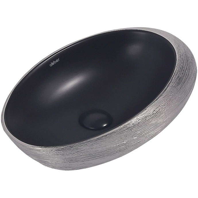 Накладная раковина Abber Bequem 49 черная матовая с серебром AC2107BS - 0