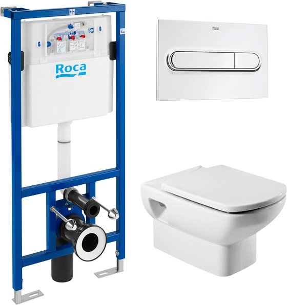 Комплект Система инсталляции для унитазов Roca DUPLO WC 890090020 + Кнопка смыва Roca PL1 Dual хром + Крышка-сиденье Roca Dama Senso  - 0