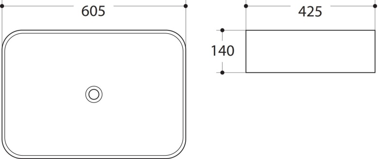 Раковина керамическая накладная AM-78565, цвет белый, 605х400х140 - 1