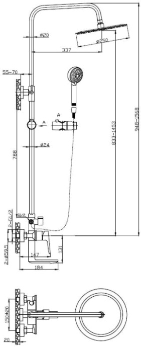 Душевая стойка BelBagno Ancona хром  ANCONA-VSCM-CRM - 1