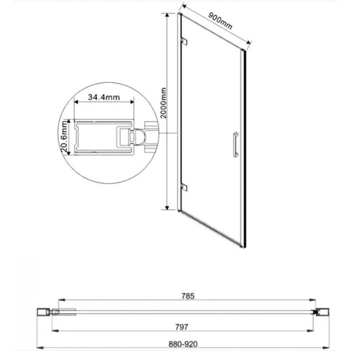Стекло для душевой перегородки Vincea Flex тонированное VSG-1F900CG - 1