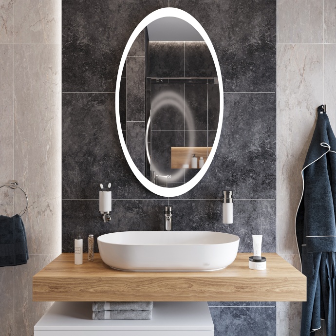 Зеркало DIWO Ярославль 60 с подсветкой, овальное, в современном стиле, сенсорное выключение ЗЛП1741 - 1
