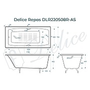 Чугунная ванна Delice Repos 170x70 DLR220508RB-AS с черными матовыми ручками с антискользящим покрытием - 7