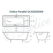 Чугунная ванна Delice Parallel 180x80 DLR220506RB с черными матовыми ручками без антискользящего покрытия - 7