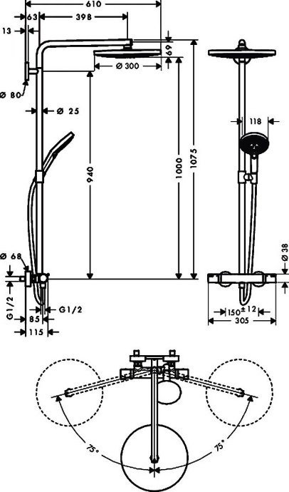 Душевая стойка Hansgrohe Raindance Select S S300 2jet 27133400 Showerpipe - 7