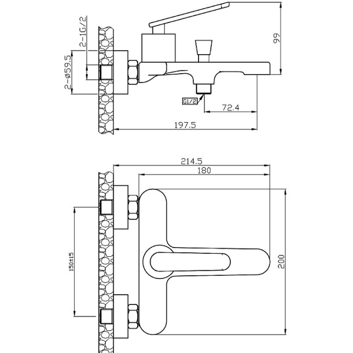 Смеситель для ванны Agger Beauty хром глянцевый A2610000 - 2