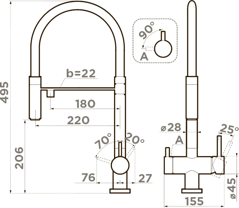 Смеситель для кухни Omoikiri Kanto черный  4994356 - 1