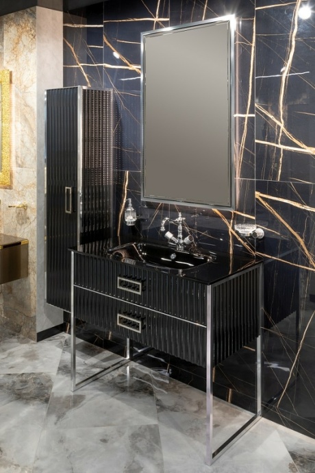 Тумба под раковину моноблок Boheme Armadi Art Monaco 80 черный глянец - хром 866-080-BCR - 2