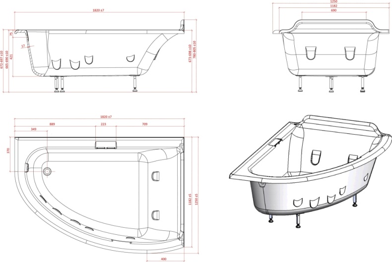 Ванна из искусственного камня Астра-Форм Анастасия 182x125 R 1010024 - 4