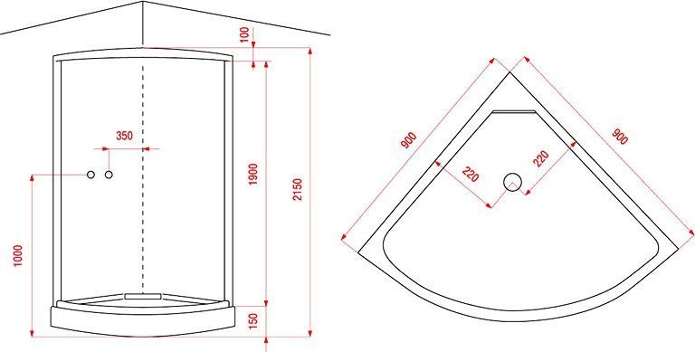 Душевая кабина Arcus  90x90 см  AS-102 - 1