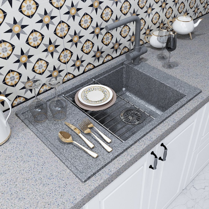 Мойка кухонная AQUATON Делия 78 серая 1A715132DE230 - 1