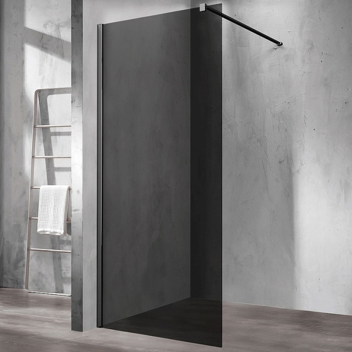 Душевая перегородка Vincea Walk-In 80х200 черный матовый стекло тонированное VSW-1H800CGB - 0