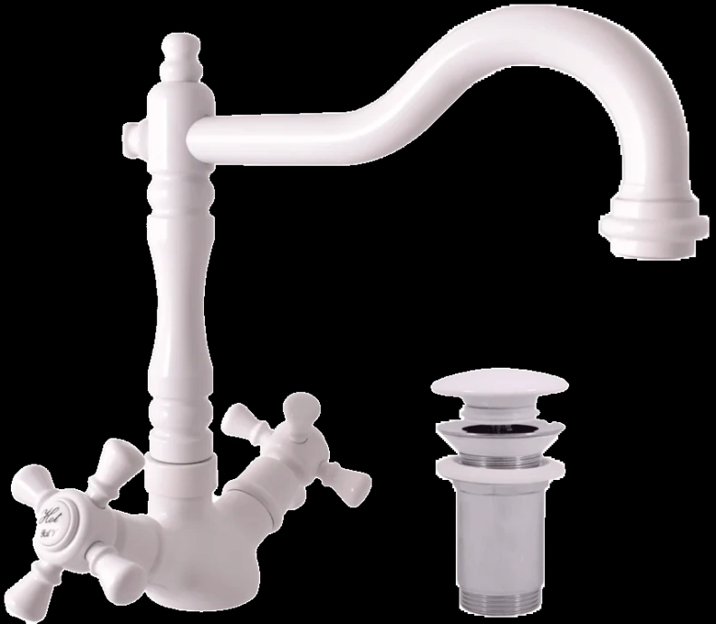 Смеситель для раковины Rav Slezak Morava retro белый  MK321.5/8B - 0