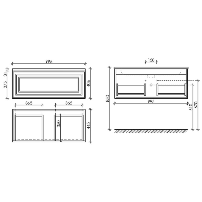 Тумба под раковину Sancos Very 99х40 белая VR100W - 2