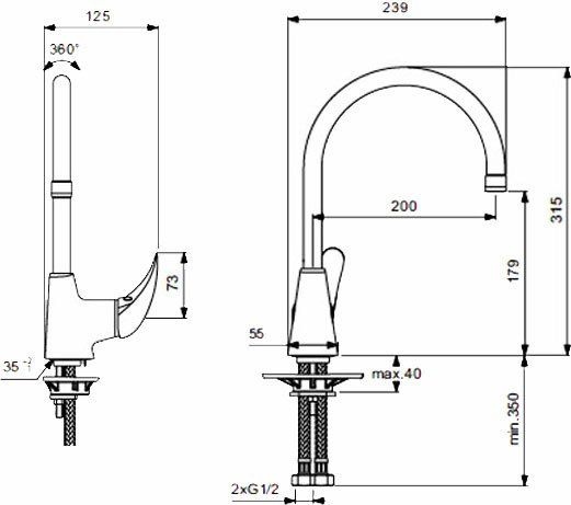 Смеситель для кухонной мойки Vidima Orion хром  BA365AA - 1