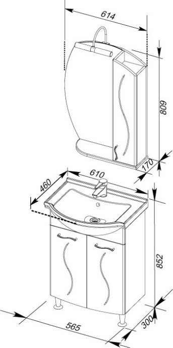 Мебель для ванной Aquanet Моника 60 - 12