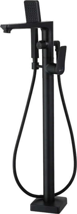 Смеситель Lemark Bronx напольный, для ванны с душем, черный LM3744BL - 0