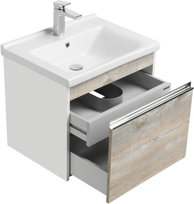 Тумба под раковину Aquaton Капри 60 белый-светлое дерево 1A230101KPDA0 - 2