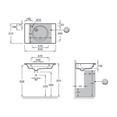 Раковина мебельная Jacob Delafon Odeon Rive Gauche 80 белый EXAW112-Z-00 - 1