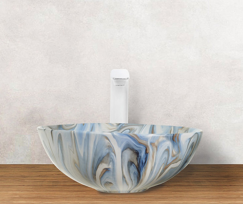 Раковина накладная Weltwasser WW ELBACH 3003 M814 40 голубой - серый  10000004553 - 2